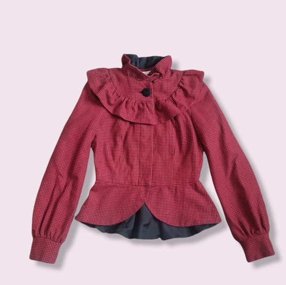 Topshop houndstooth peplum jacket ruffle - Picture 4 of 10